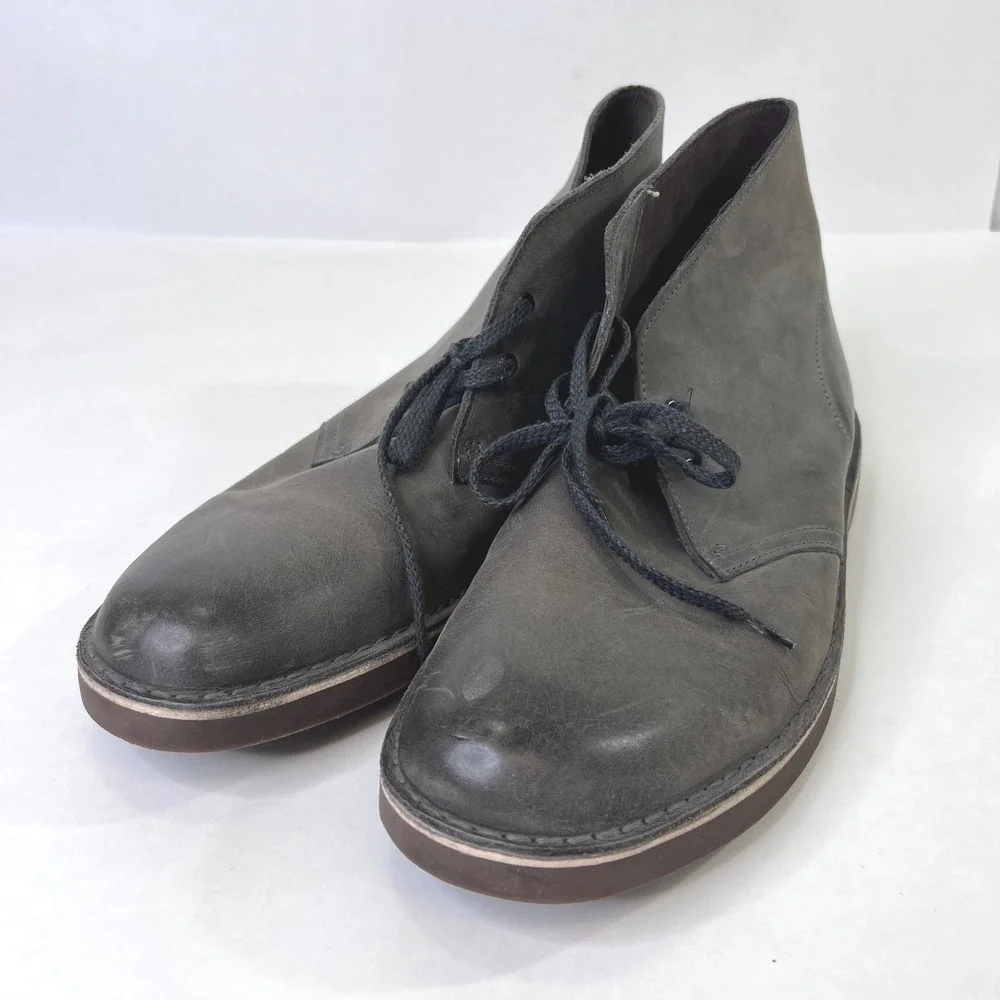 Clarks Bushacre 2 Mens Sz 12 Charcoal Grey Beeswax Leather Chukka Desert Boots